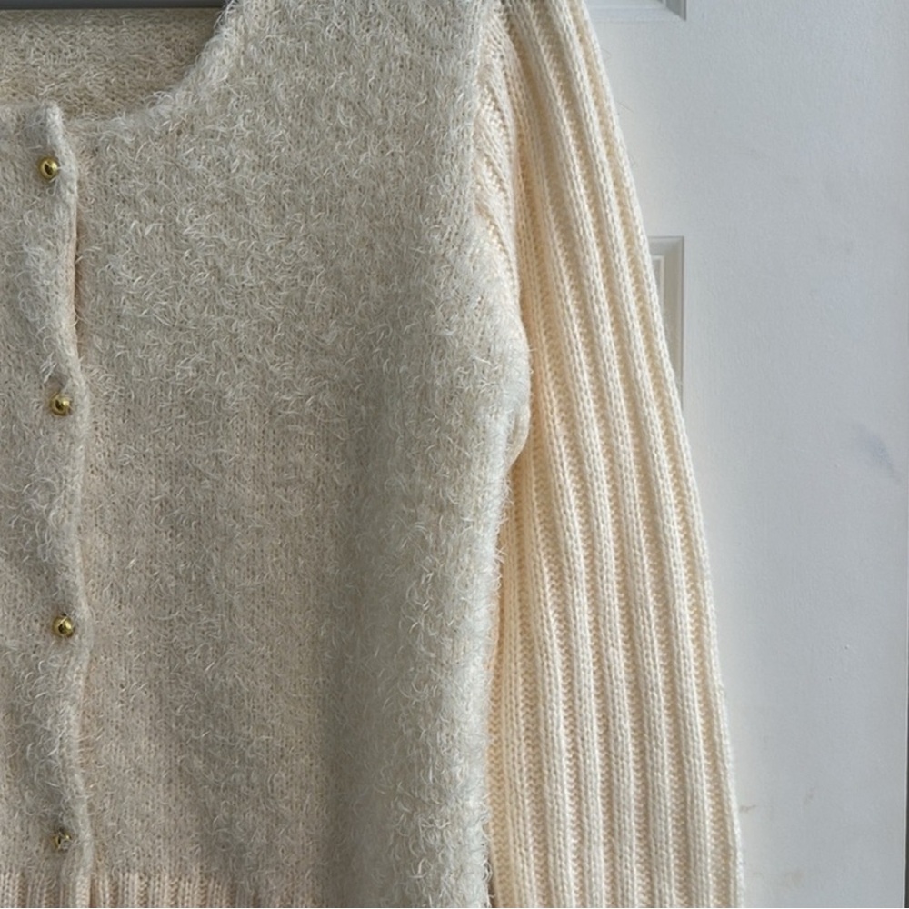 Tulle Cream Cardigan Sweater - Picture 4 of 9